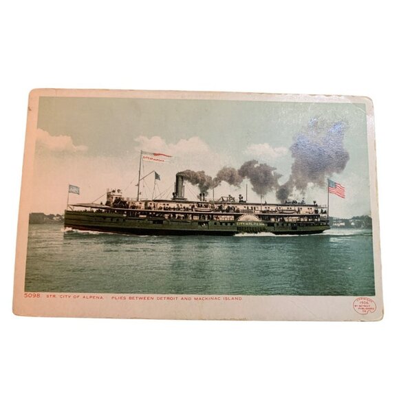 Vintage 1911 City of Alpena Between Detroit and Mackinac Postcard - Picture 2 of 5